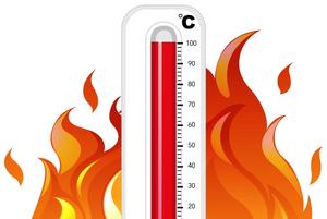 Thermometer on fire on white background Image-5899